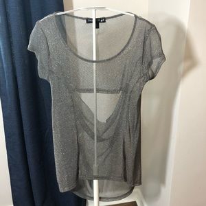 Living doll LA gray mesh sparkle top